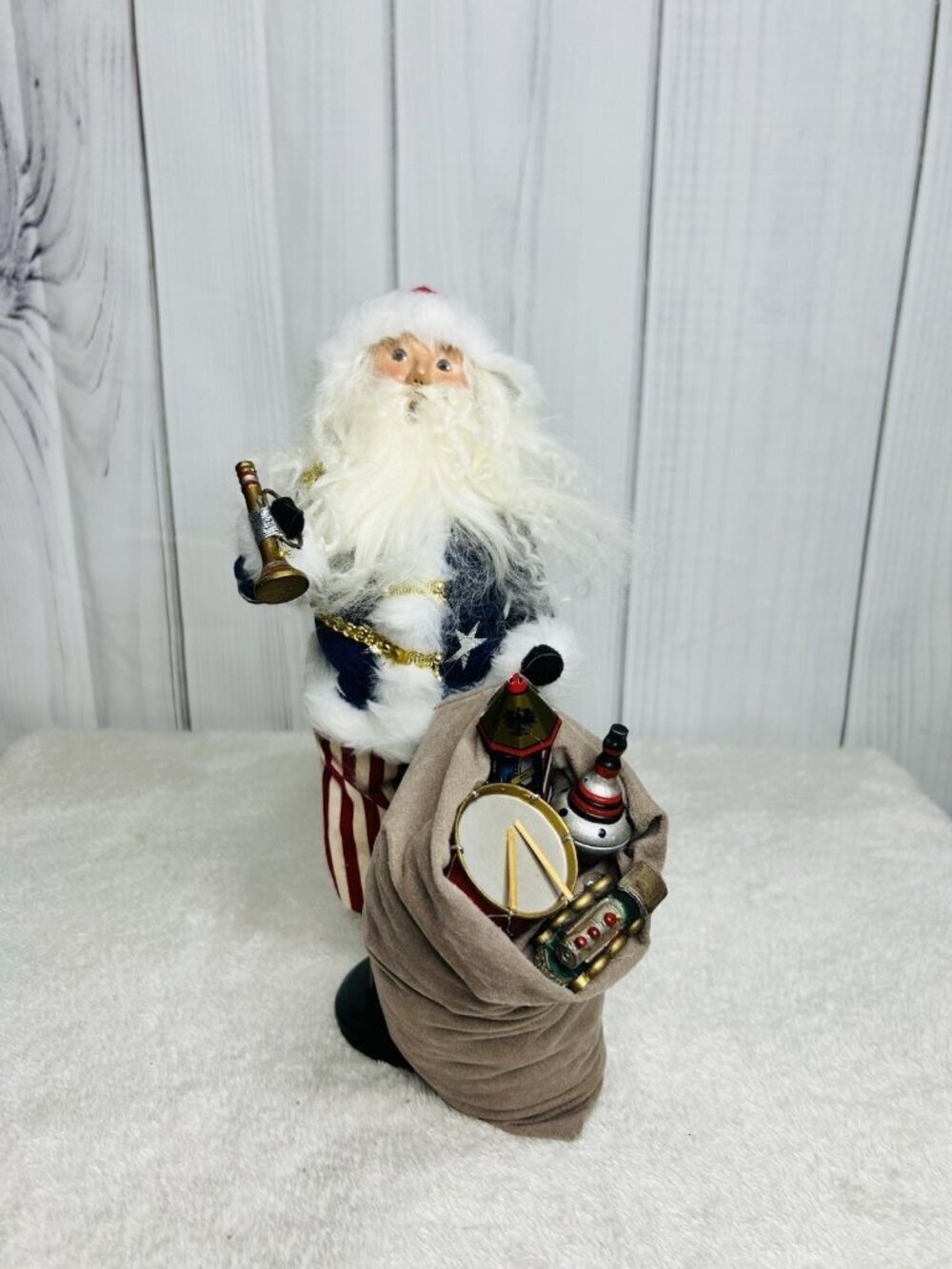 Byers Choice Carolers Patriotic Uncle Sam Santa Claus Red White Blue Vintage